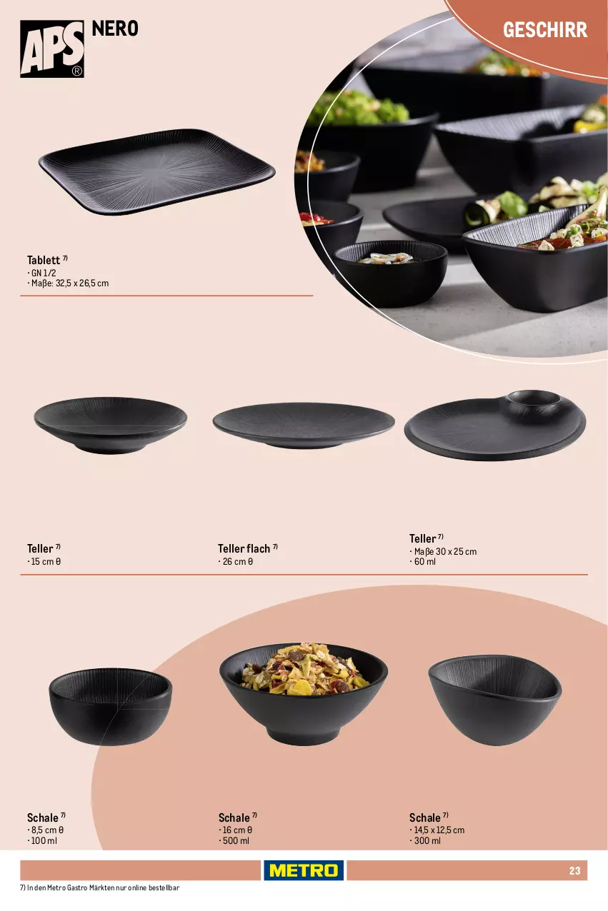 Aktueller Prospekt Metro - Non Food Sortiment - Seite 106 - von 01.10.2025 bis 09.06.2026 - strona 23 - produkty: elle, geschirr, Metro, metro gastro, nero, Schal, Schale, spülmaschinen, tablet, tablett, teller