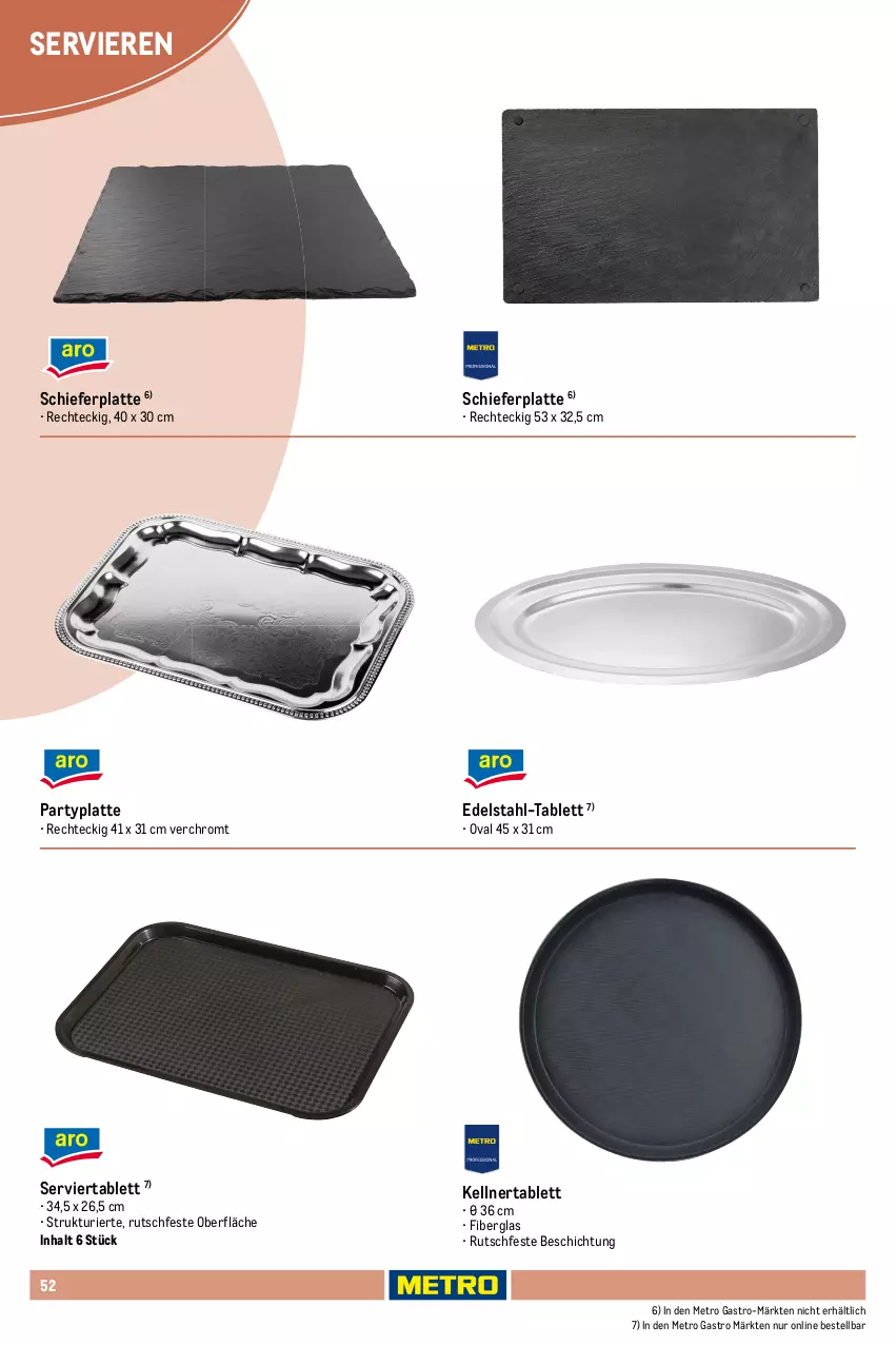 Aktueller Prospekt Metro - Non Food Sortiment - Seite 106 - von 01.10.2025 bis 09.06.2026 - strona 52 - produkty: edelstahl, Holz, ilag, latte, Metro, metro gastro, Schal, Schale, Serviertablett, tablet, tablett