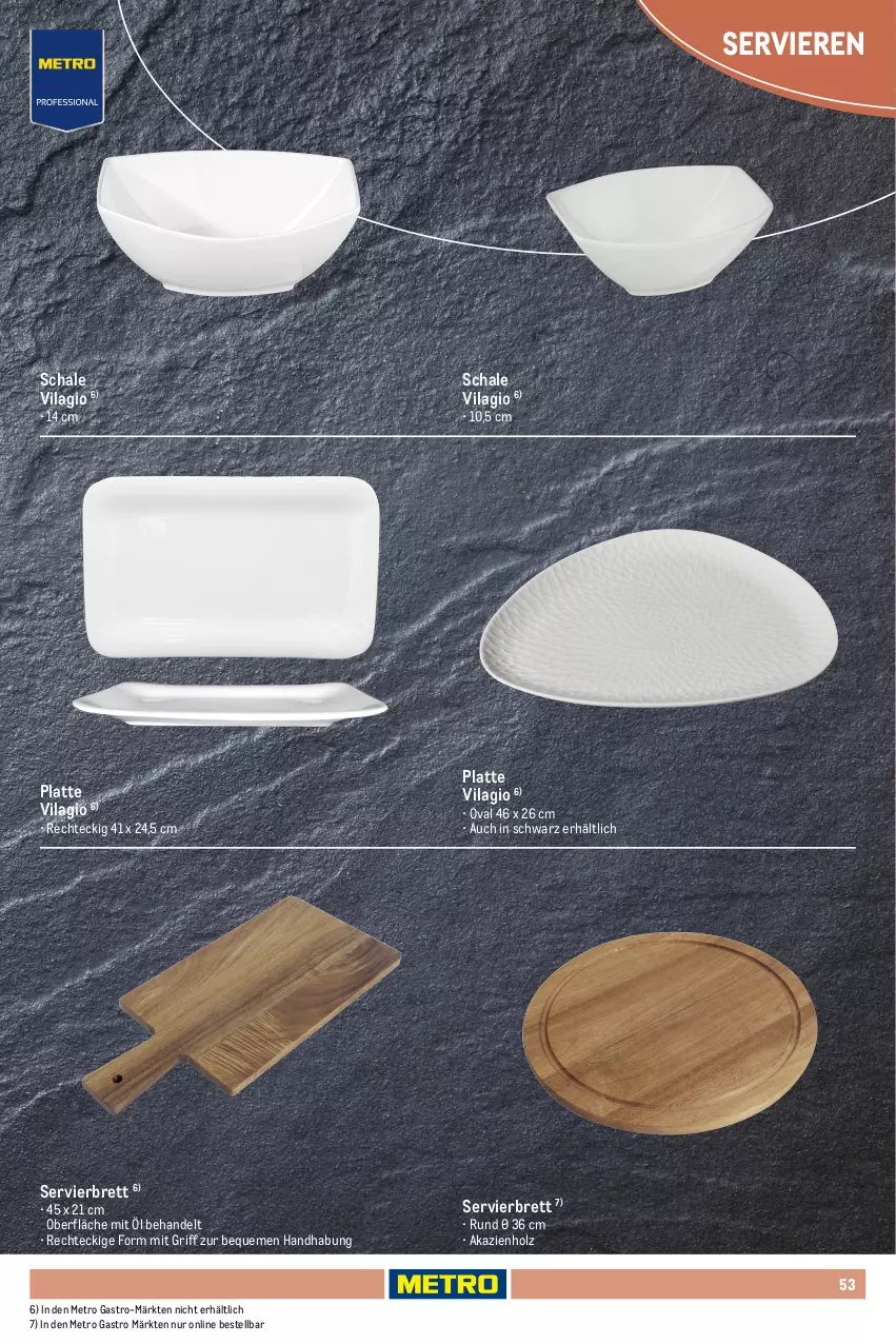 Aktueller Prospekt Metro - Non Food Sortiment - Seite 106 - von 01.10.2025 bis 09.06.2026 - strona 53 - produkty: edelstahl, Holz, ilag, latte, Metro, metro gastro, Schal, Schale, Serviertablett, tablet, tablett