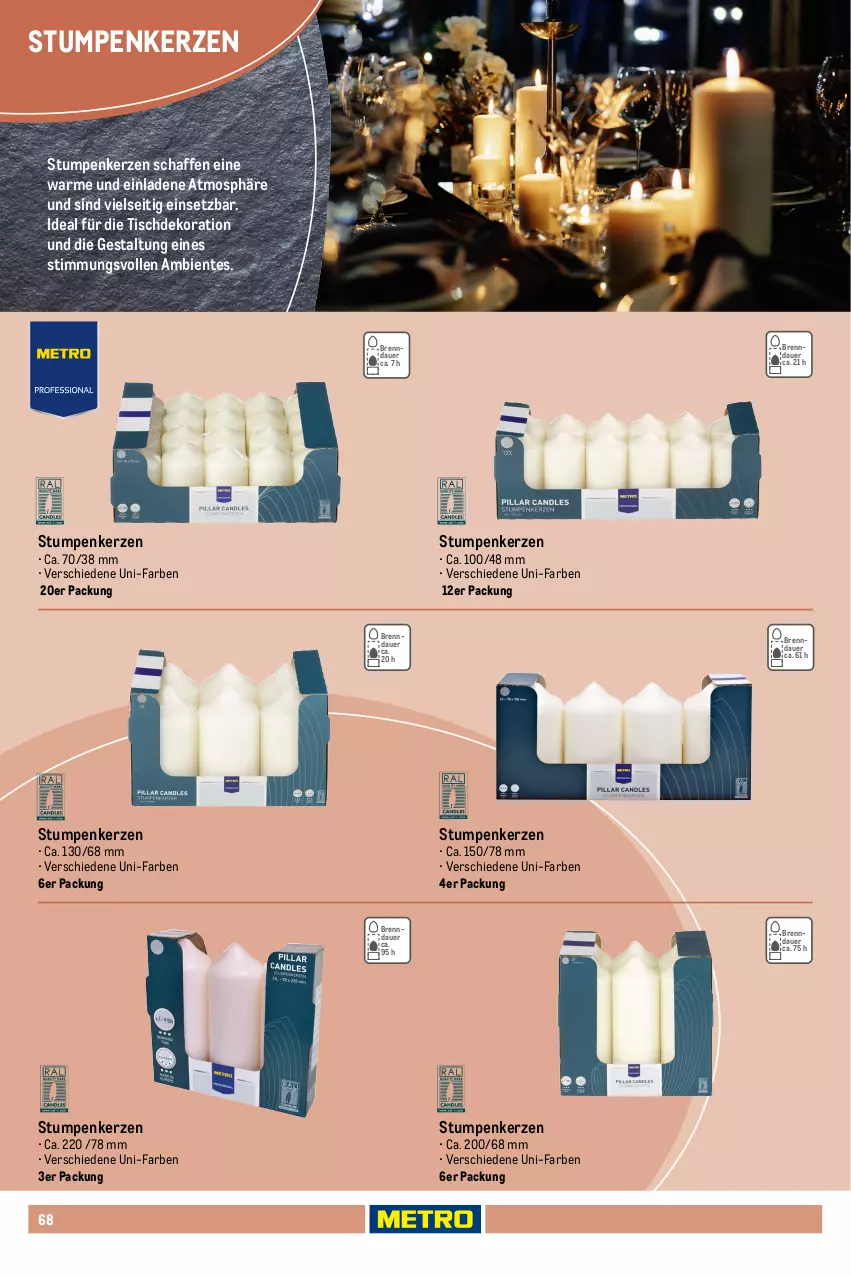 Aktueller Prospekt Metro - Non Food Sortiment - Seite 106 - von 01.10.2025 bis 09.06.2026 - strona 68 - produkty: akku, auer, champagne, dekoration, ente, kerze, Leuchte, leuchten, Metro, metro gastro, Ti, tisch, tischleuchte
