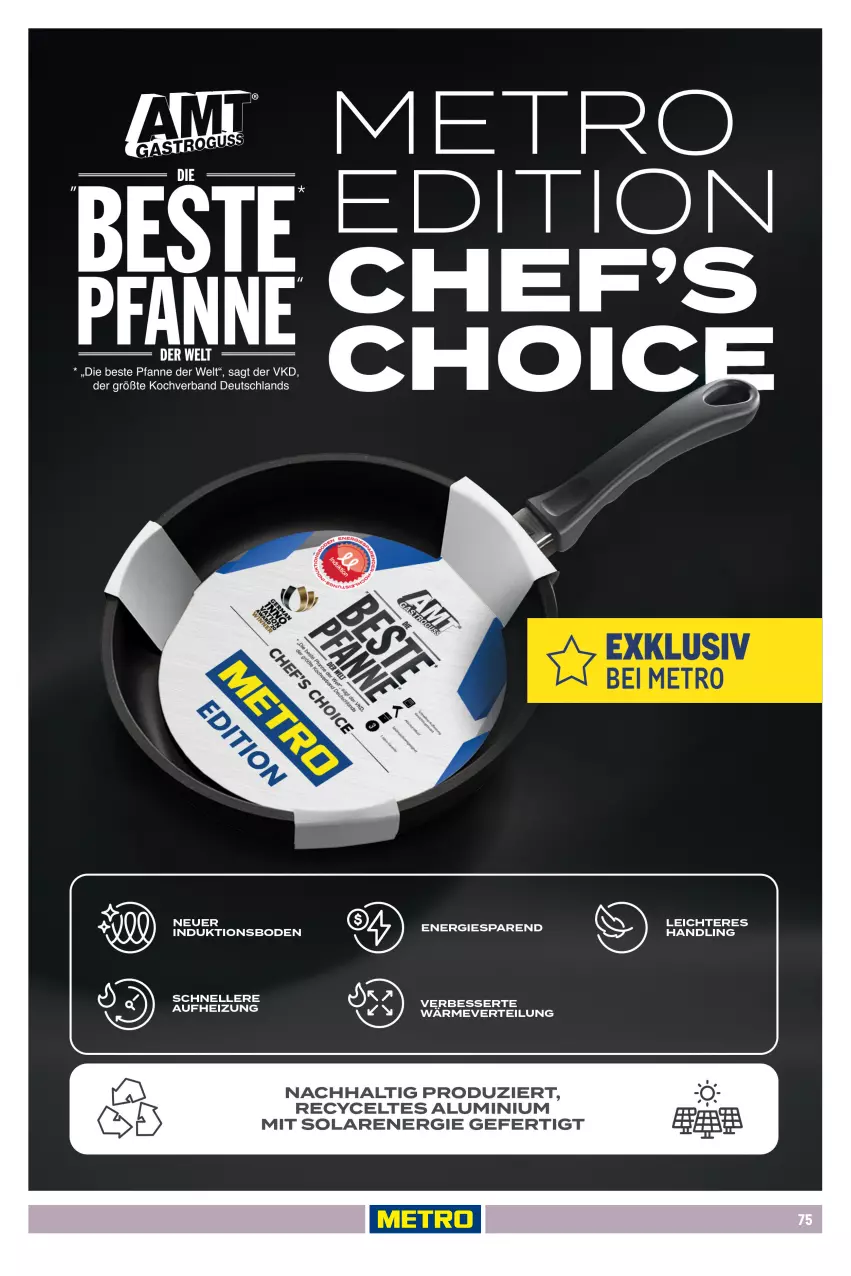 Aktueller Prospekt Metro - Non Food Sortiment - Seite 106 - von 01.10.2025 bis 09.06.2026 - strona 75 - produkty: backofen, braten, edelstahl, Edelstahl-Pfanne, eis, Elektro, elle, glaskeramik, herdarten, lack, Metro, metro gastro, mikrowelle, Ofen, pfanne, pfannen, Rauch, Schütze, spülmaschinen, Ti