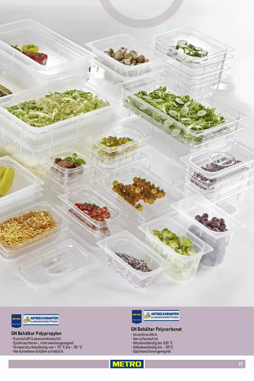 Aktueller Prospekt Metro - Non Food Sortiment - Seite 106 - von 01.10.2025 bis 09.06.2026 - strona 77 - produkty: backofen, Behälter, Bona, edelstahl, elle, lebensmittel, mikrowelle, Ofen, spülmaschinen, Ti