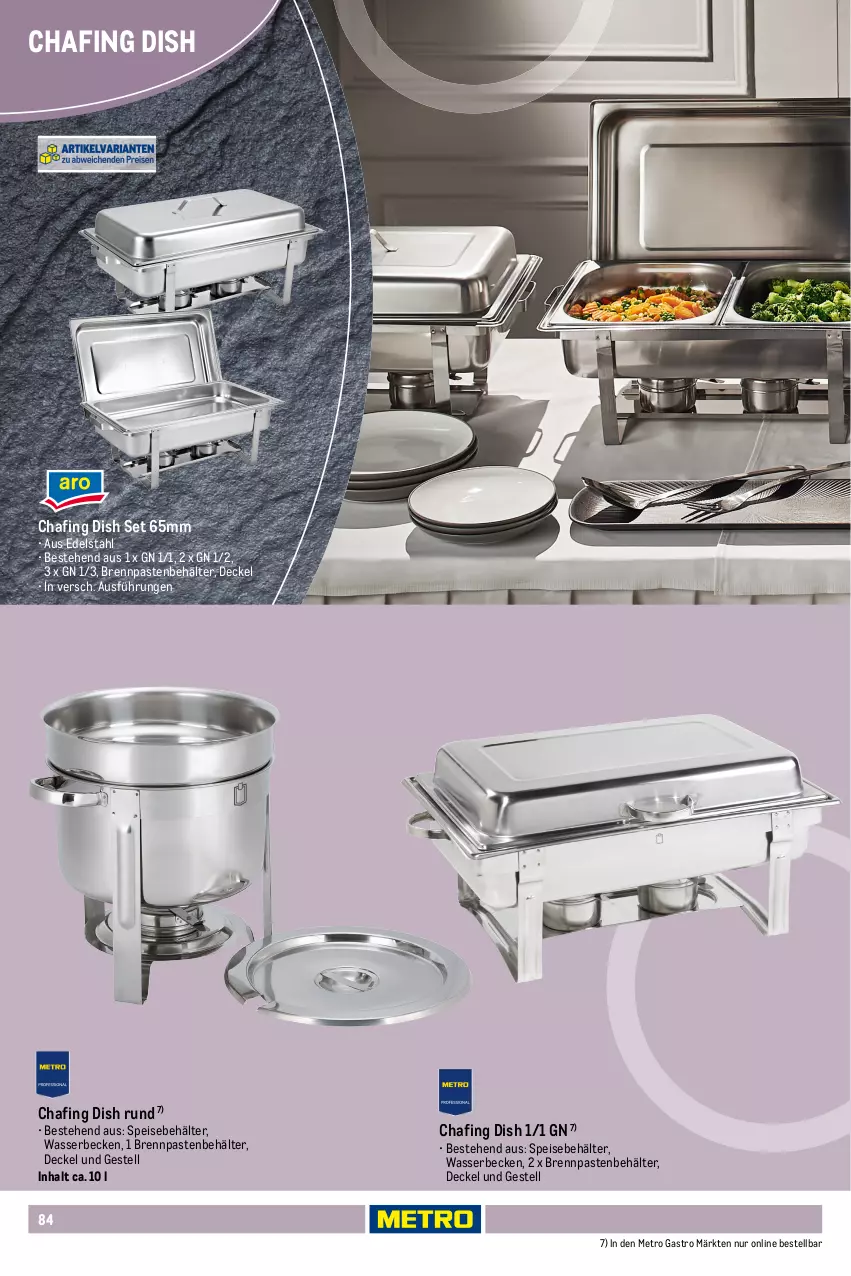 Aktueller Prospekt Metro - Non Food Sortiment - Seite 106 - von 01.10.2025 bis 09.06.2026 - strona 84 - produkty: Behälter, Brennpaste, decke, Deckel, edelstahl, eis, flasche, lebensmittel, mehl, Metro, metro gastro, ring, salat, Speisebehälter, spülmaschinen, Ti, wasser