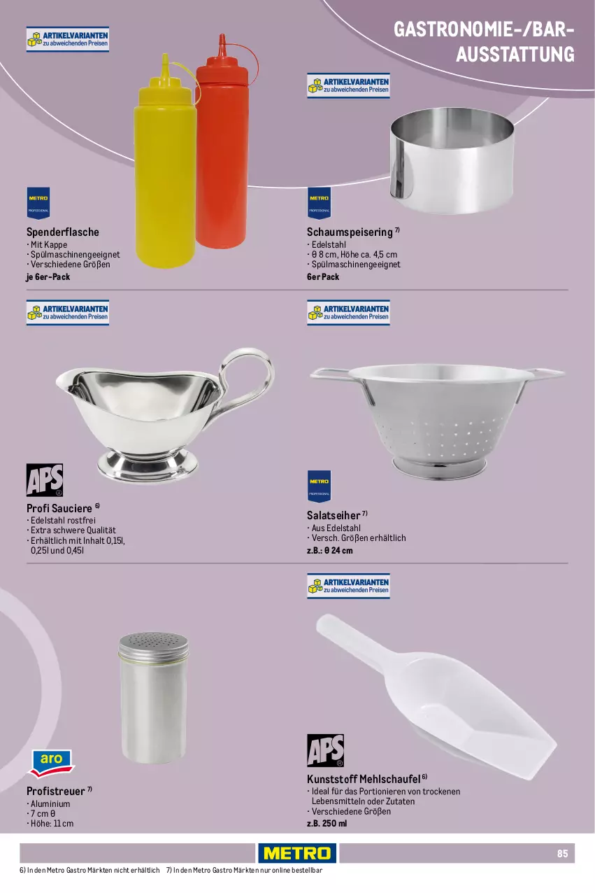 Aktueller Prospekt Metro - Non Food Sortiment - Seite 106 - von 01.10.2025 bis 09.06.2026 - strona 85 - produkty: Behälter, Brennpaste, decke, Deckel, edelstahl, eis, flasche, lebensmittel, mehl, Metro, metro gastro, ring, salat, Speisebehälter, spülmaschinen, Ti, wasser