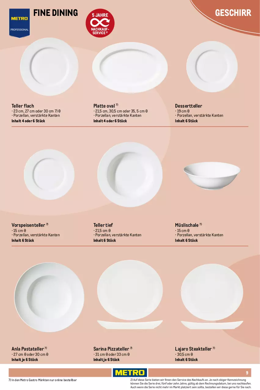 Aktueller Prospekt Metro - Non Food Sortiment - Seite 106 - von 01.10.2025 bis 09.06.2026 - strona 9 - produkty: dessert, Dessertteller, eis, elle, ente, geschirr, latte, Metro, metro gastro, Mode, müsli, Müslischale, pasta, pizza, Schal, Schale, steak, teller, Ti, vorspeise
