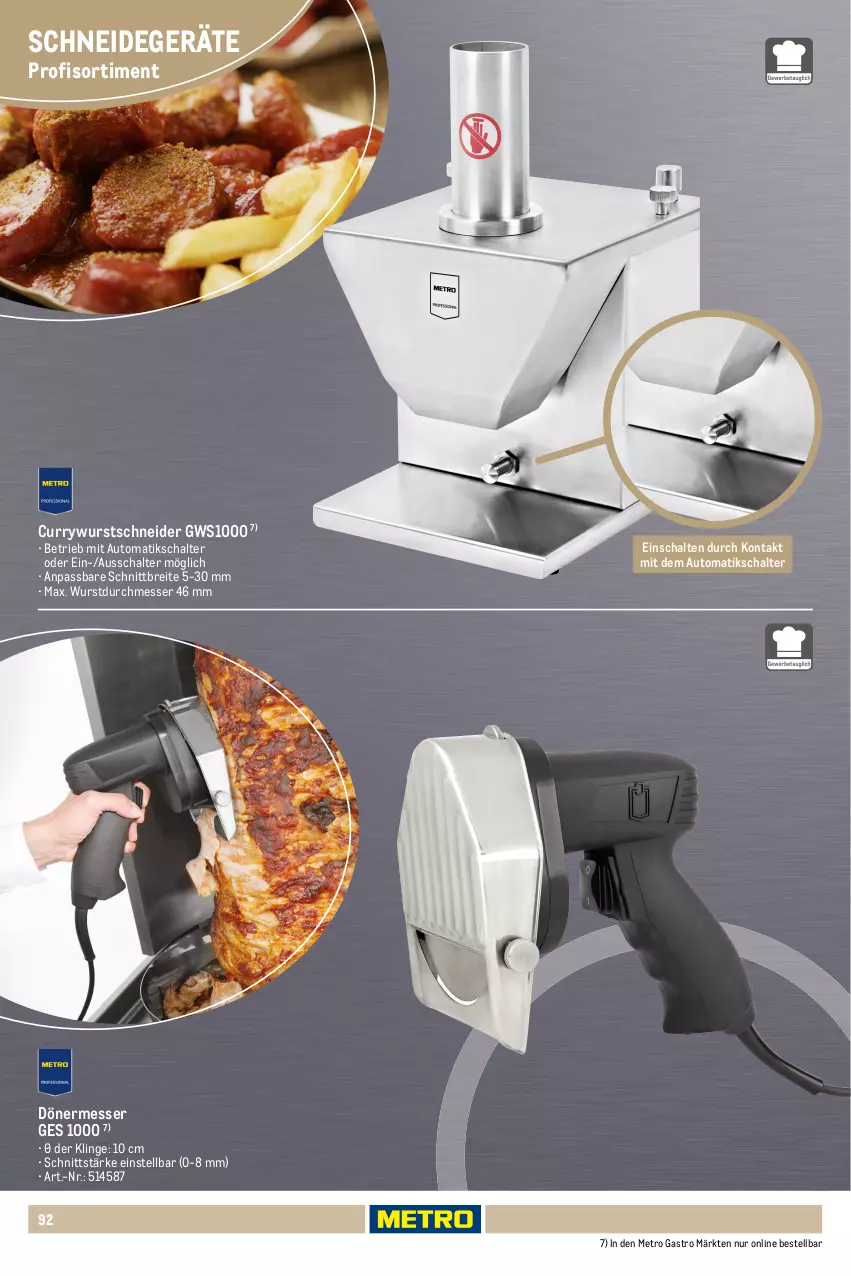 Aktueller Prospekt Metro - Non Food Sortiment - Seite 106 - von 01.10.2025 bis 09.06.2026 - strona 92 - produkty: auto, Brei, curry, currywurst, dell, edelstahl, eis, fleisch, messer, Metro, metro gastro, Mode, Schal, Schale, Ti, wasser, wurst