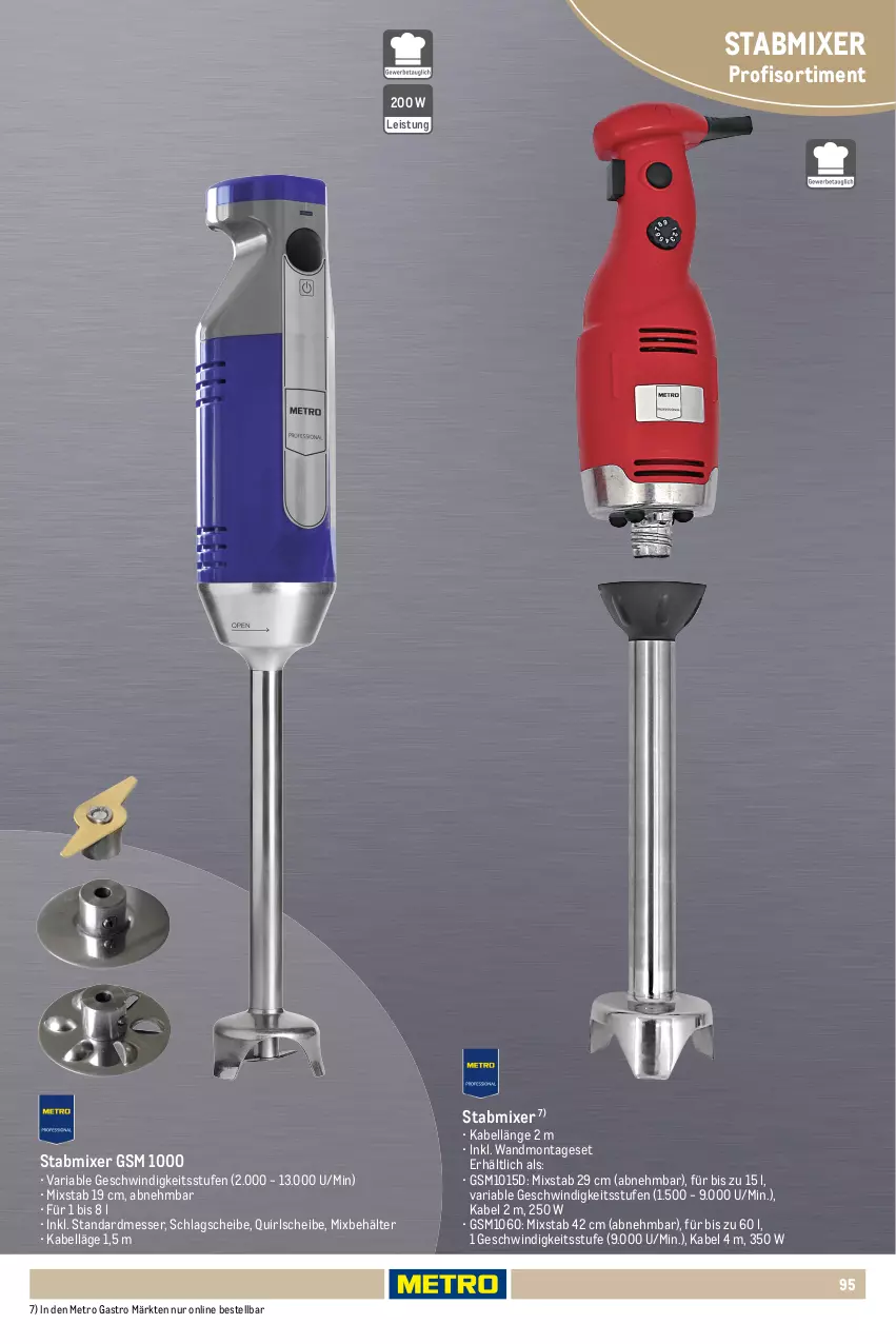 Aktueller Prospekt Metro - Non Food Sortiment - Seite 106 - von 01.10.2025 bis 09.06.2026 - strona 95 - produkty: Behälter, eis, elle, messer, Metro, metro gastro, Mixer, Ria, stabmixer, teller, Ti