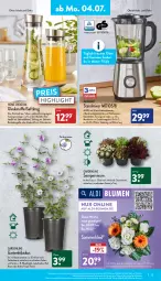 Gazetka promocyjna Aldi Nord - Aldi-Vorschau - Gazetka - ważna od 09.07 do 09.07.2022 - strona 13 - produkty: aldi, ambia, Becher, Behälter, blume, blumen, Blüte, Brei, Container, decke, Deckel, dell, edelstahl, edelstahlmesser, eis, elle, erde, Garten, glaskaraffe, hero, Karaffe, kleid, LG, Messbecher, messer, Mixer, Mode, obst, Obst und Gemüse, pflanze, reis, Ria, rosen, saft, Sempervivum, Sommerkleid, spülmaschinen, standmixer, Ti, uhr, und gemüse