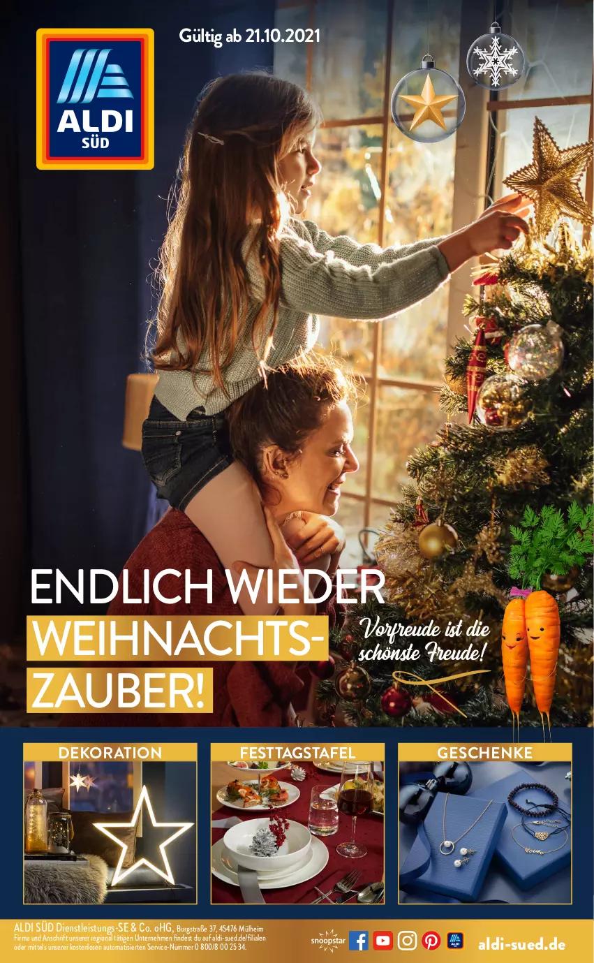 Aktueller Prospekt AldiSud - Weihnachten 2021 - von 21.10 bis 24.12.2021 - strona 1