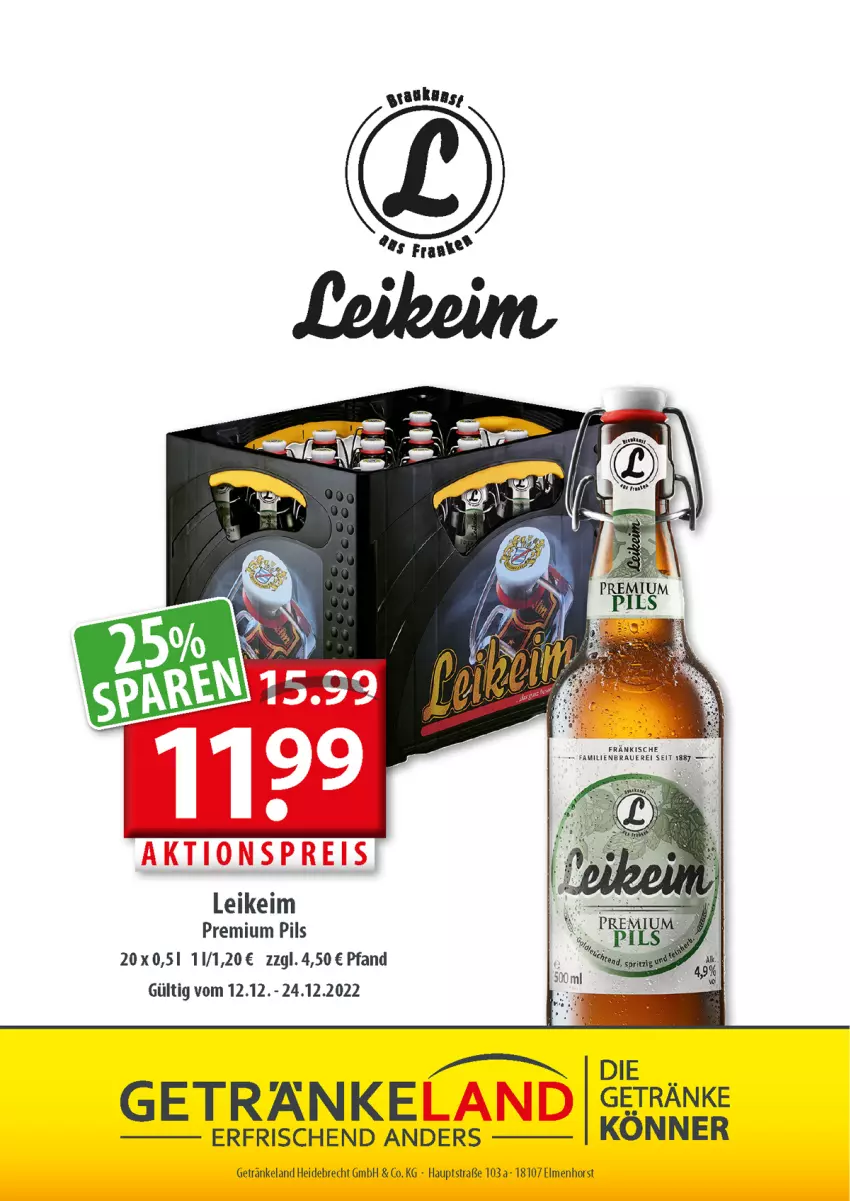 Aktueller Prospekt Getraenkeland - von 12.12 bis 24.12.2022 - strona 14 - produkty: aktionspreis, auer, eis, Elan, getränk, getränke, pils, premium pils, reis, Ti