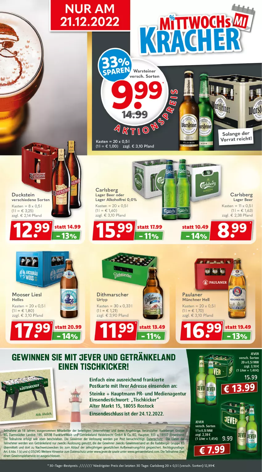 Aktueller Prospekt Getraenkeland - von 12.12 bis 24.12.2022 - strona 3 - produkty: alkohol, Berger, bestpreis, carlsberg, Duck, eis, Elan, elle, erde, getränk, getränke, gewinnspiel, jever, LG, mars, Paula, paulaner, radeberger, reis, Ti, tisch, urtyp, weck, ZTE