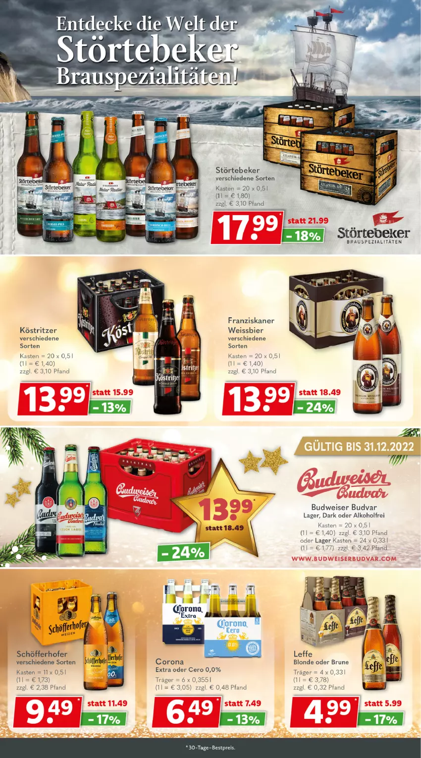 Aktueller Prospekt Getraenkeland - von 12.12 bis 24.12.2022 - strona 4 - produkty: alkohol, bestpreis, bier, budweiser, corona, corona extra, eis, franziskaner, köstritzer, reis, schöfferhofer, störtebeker, tee, weissbier