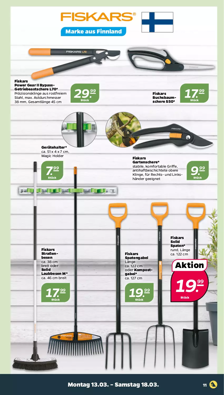 Aktueller Prospekt Netto - Woche 11 - von 13.03 bis 18.03.2023 - strona 11 - produkty: Bau, Brei, buch, fiskars, gabel, Garten, Gartenschere, messer, Schere, Spaten, Ti