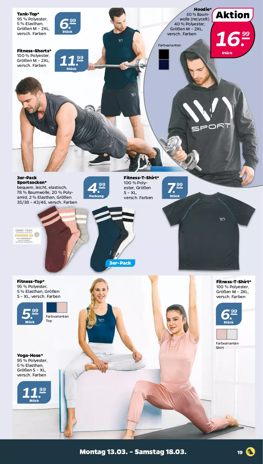 Aktueller Prospekt Netto - Woche 11 - von 13.03 bis 18.03.2023 - strona 19 - produkty: asti, Bau, baumwolle, hose, Ria, shirt, shorts, socken, Sport, sportsocken, T-Shirt, Ti, tisch, wolle, Yo