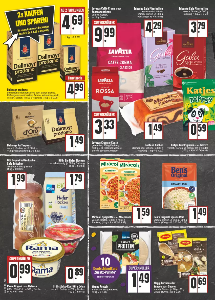 Aktueller Prospekt E Center - Angebote der Woche - von 31.01 bis 05.02.2022 - strona 10 - produkty: ACC, angebot, basmati, basmati-reis, Becher, beutel, caffe, classico, dallmayr, eduscho, eis, frucht, fruchtgummi, gin, kaffee, kaffeepads, katjes, konfitüre, konfitüre extra, Lakritz, lavazza, mac, maggi, oder lakritz, rama, reis, spaghetti, tee, Ti, wrap, wraps, zitrone