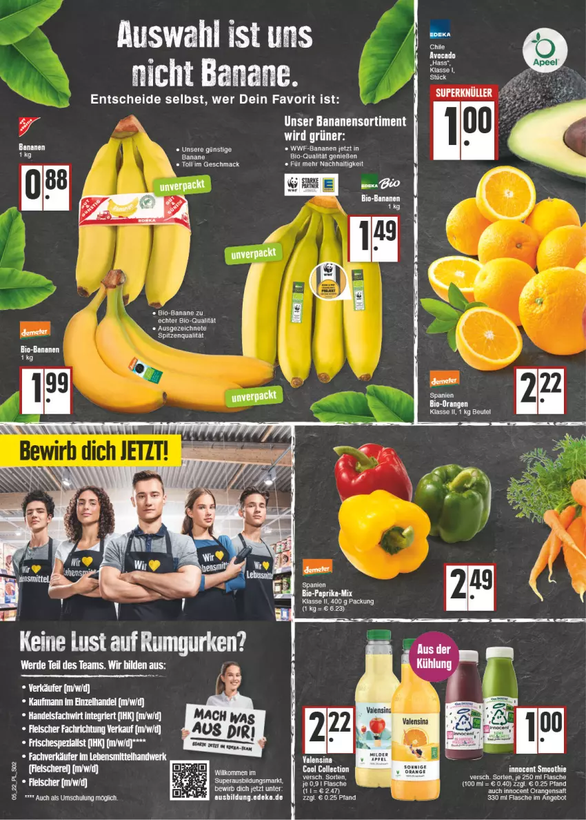 Aktueller Prospekt E Center - Angebote der Woche - von 31.01 bis 05.02.2022 - strona 2 - produkty: angebot, apfel, avocado, banane, bananen, bio, bio-bananen, deka, eis, flasche, Innocent, mac, orange, orangen, orangensaft, rind, saft, smoothie, Ti, usb