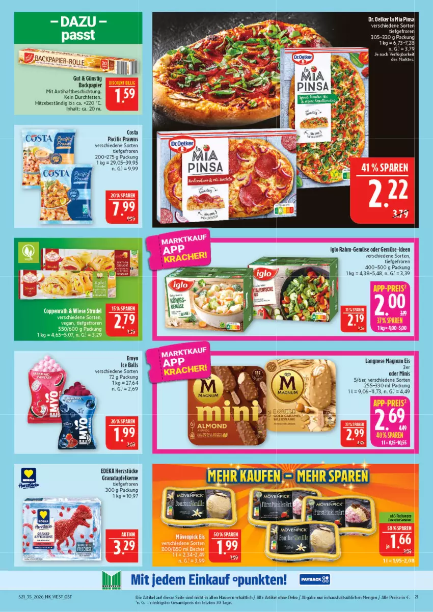 Aktueller Prospekt Marktkauf - Prospekt - von 23.08 bis 29.08.2026 - strona 21 - produkty: apfel, ball, Cif, deka, Dr. Oetker, eis, grana, granatapfel, granatapfelkerne, Ice Balls, iglo, langnese, magnum, papier, prawns, rahm-gemüse, Rana, reis, Ti, ZTE