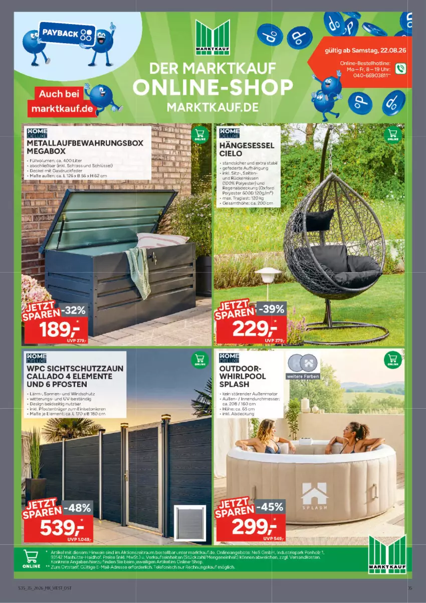 Aktueller Prospekt Marktkauf - Prospekt - von 23.08 bis 29.08.2026 - strona 35 - produkty: angebot, angebote, eis, ente, hängesessel, Holz, ndk, pool, reis, sessel, telefon, Ti, Whirlpool