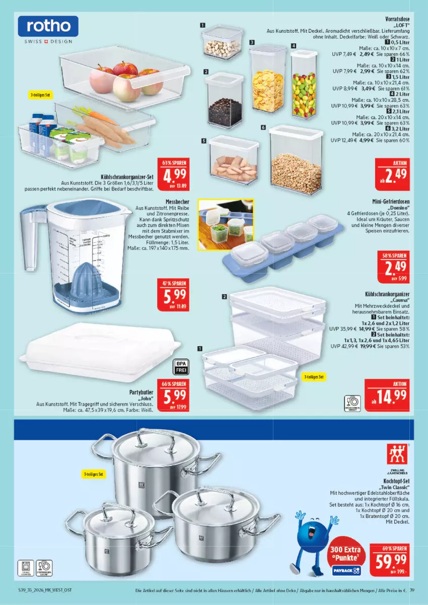 Aktueller Prospekt Marktkauf - Prospekt - von 23.08 bis 29.08.2026 - strona 39 - produkty: aust, Becher, braten, Bratentopf, decke, Deckel, edelstahl, eis, erde, Kochtopf, kräuter, kühlschrank, leine, Messbecher, Mixer, reis, rum, sauce, saucen, Schrank, Spritzschutz, stabmixer, Ti, topf, topf-set, tragegriff, weck, zitrone, zitronen