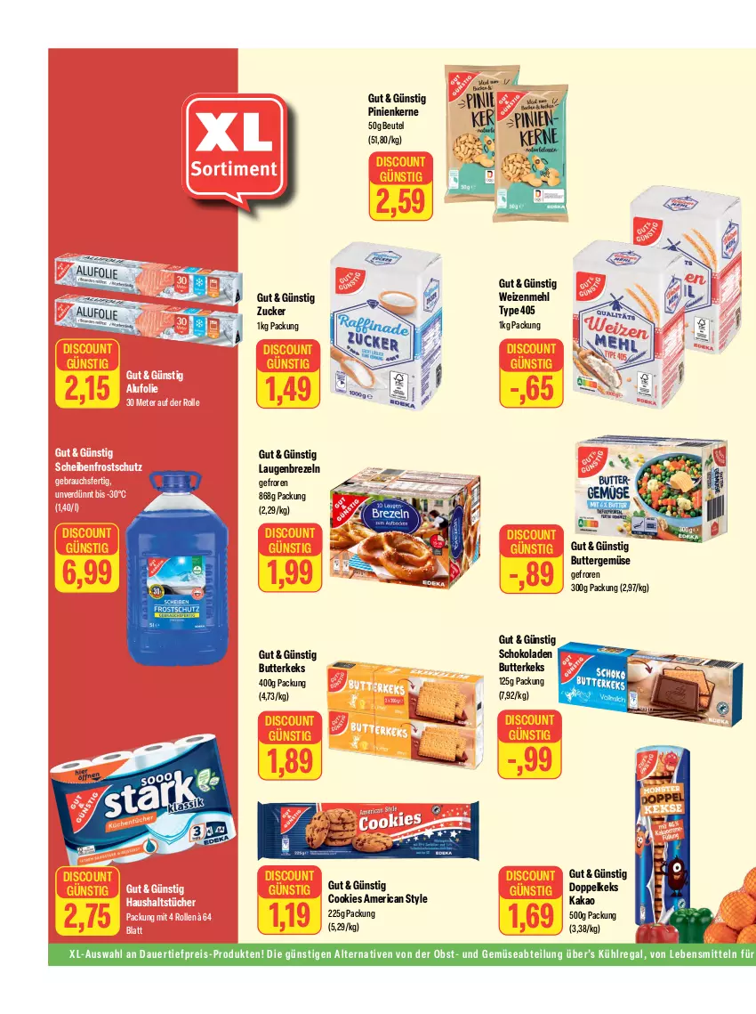 Aktueller Prospekt Feneberg - Prospekte - von 07.12 bis 09.12.2023 - strona 10 - produkty: Abtei, auer, beutel, brezel, Brezeln, butter, butterkeks, cookie, cookies, dauertiefpreis, discount, eis, haushaltstücher, kakao, keks, kühlregal, Laugenbrezel, lebensmittel, mehl, obst, pinienkerne, Rauch, regal, reis, Scheibenfrostschutz, schoko, schokolade, schokoladen, Ti, tiefpreis, tücher, type 405, und gemüse, weizenmehl, zucker