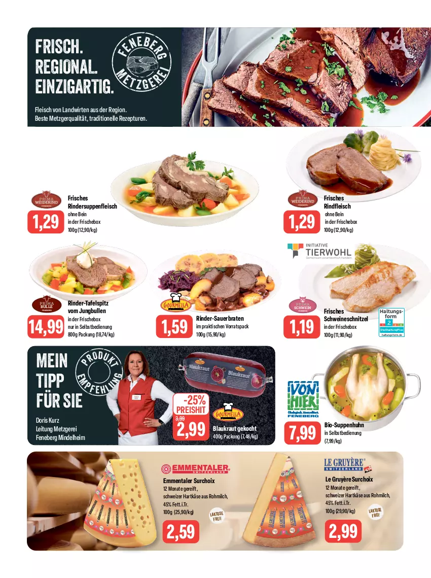 Aktueller Prospekt Feneberg - Prospekte - von 07.12 bis 09.12.2023 - strona 2 - produkty: auer, bio, braten, eis, elle, emmentaler, fleisch, hartkäse, jungbullen, Käse, Kraut, milch, reis, rezept, rind, rinder, rindfleisch, schnitzel, schwein, schweine, schweineschnitzel, schweizer hartkäse, suppe, suppen, suppenfleisch, Suppenhuhn, tafelspitz, Ti, tisch, wein, weine