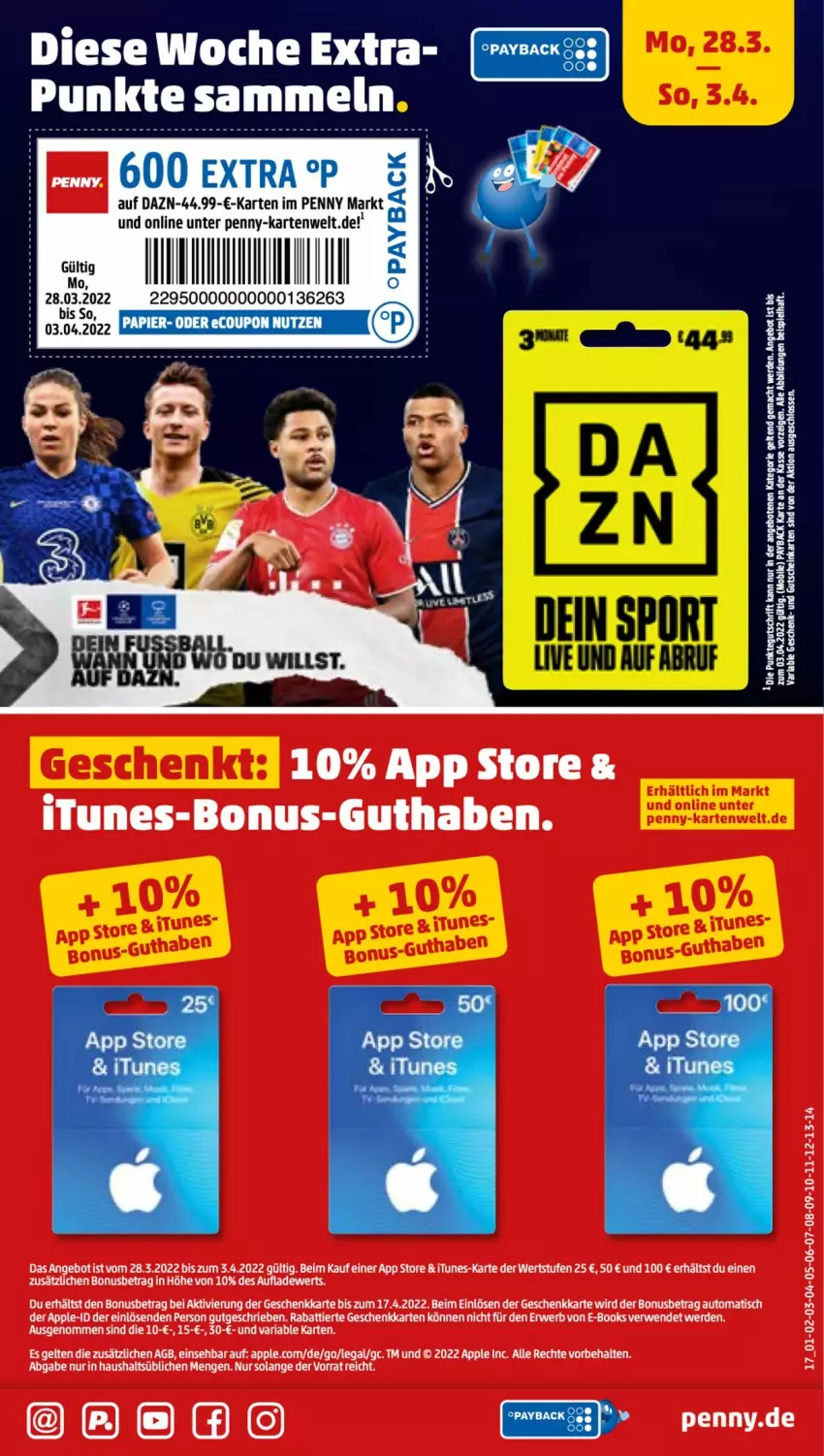 Aktueller Prospekt Penny - Prospekte - von 28.03 bis 02.04.2022 - strona 17 - produkty: angebot, Apple, arla, auto, eis, ente, gutschein, payback, Ria, tee, Ti, tisch, usb