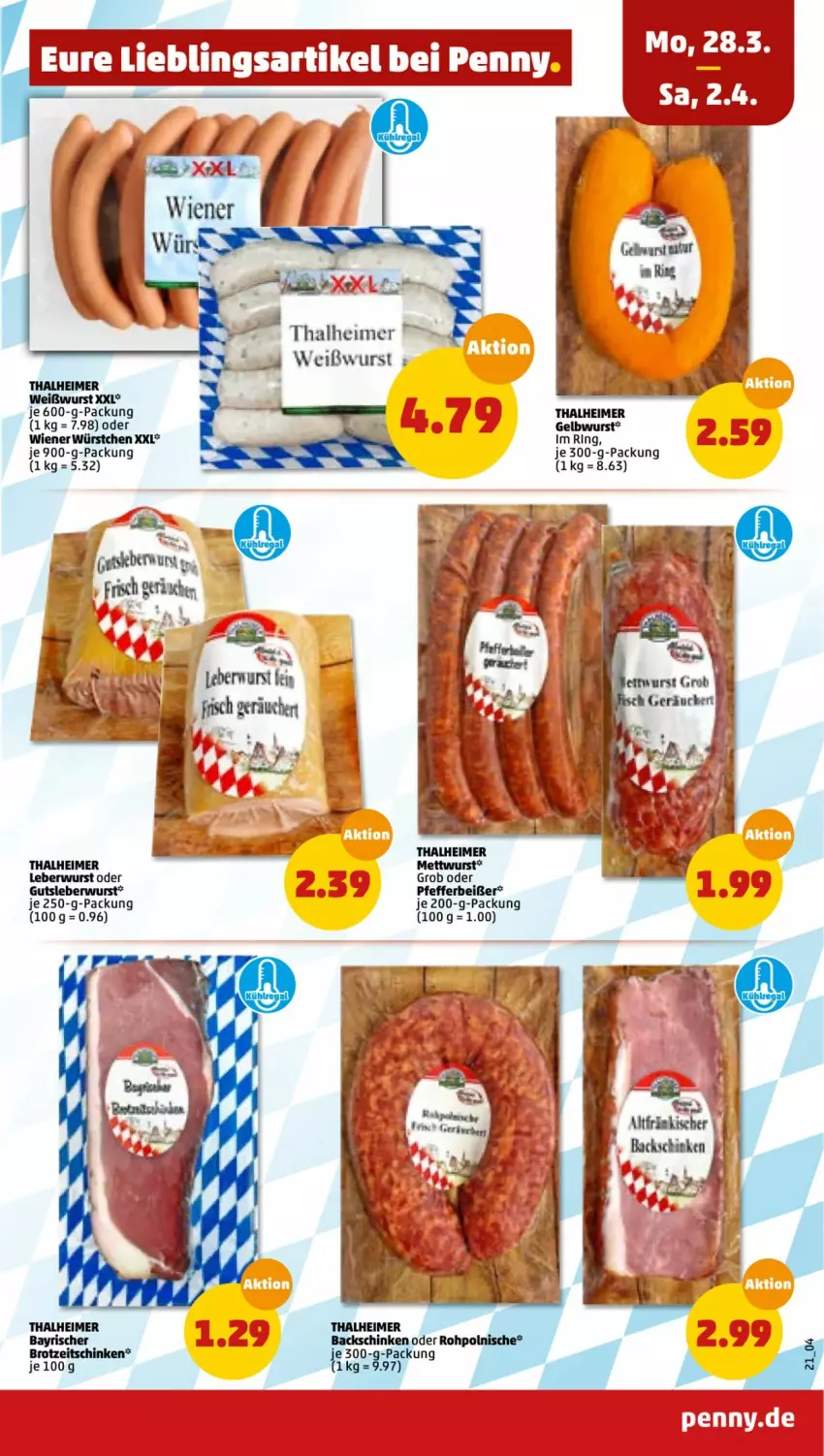 Aktueller Prospekt Penny - Prospekte - von 28.03 bis 02.04.2022 - strona 21 - produkty: eimer, je 250-g-packung, leberwurst, pfeffer, Pfefferbeißer, schinken, Weißwurst, wiener, wiener würstchen, wurst, würstchen