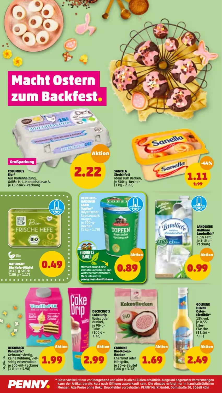 Aktueller Prospekt Penny - Prospekte - von 28.03 bis 02.04.2022 - strona 36 - produkty: auer, Bau, Bauer, Becher, beutel, bio, eier, eierlikör, eis, flasche, kokos, landliebe, landmilch, LG, likör, milch, mint, Rauch, reis, rwe, tee, Ti, ZTE