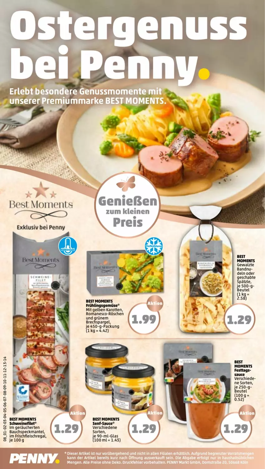 Aktueller Prospekt Penny - Prospekte - von 28.03 bis 02.04.2022 - strona 8 - produkty: Bau, beutel, eis, filet, fleisch, karotten, leine, Mantel, regal, sauce, schwein, schweine, schweinefilet, senf, spargel, Speck, wein, weine, ZTE