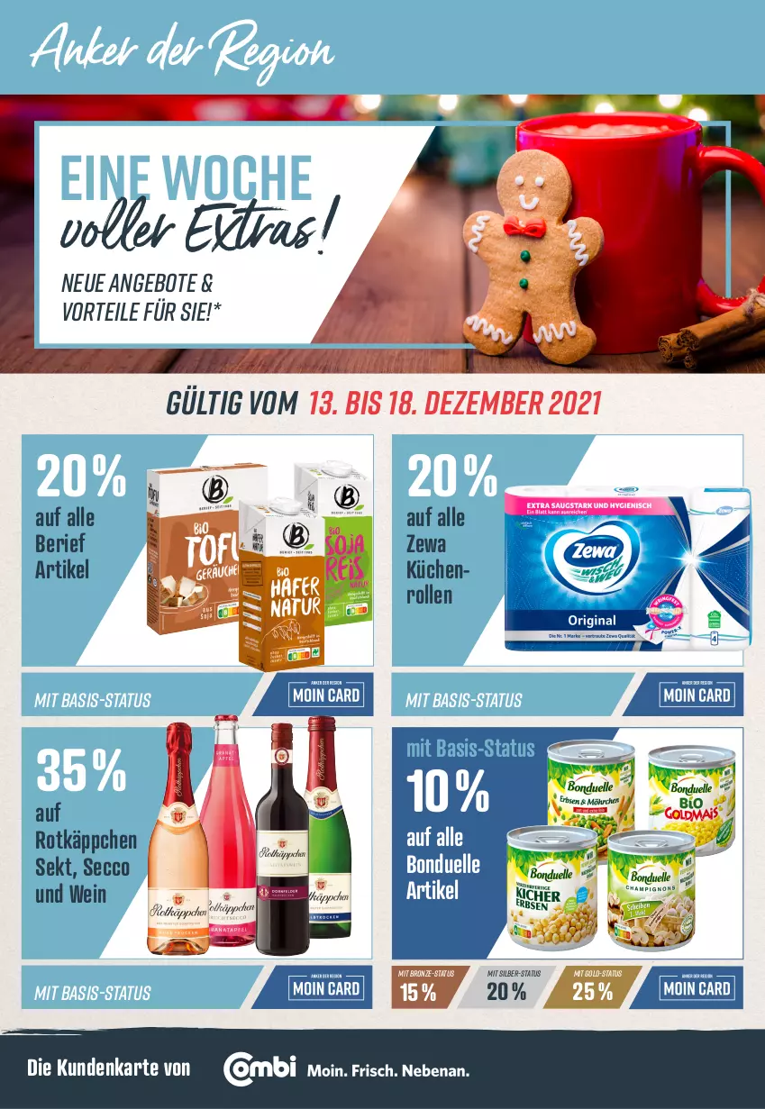 Aktueller Prospekt Combi - Prospekte - von 13.12 bis 18.12.2021 - strona 8 - produkty: angebot, angebote, bonduelle, ecco, elle, küche, Küchen, küchenrolle, küchenrollen, rotkäppchen, sekt, Ti, wein, zewa