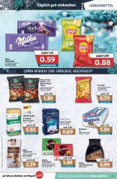 Gazetka promocyjna Combi - Prospekte - Gazetka - ważna od 18.12 do 18.12.2021 - strona 25 - produkty: beutel, Cap, cappuccino, chips, cin, erbsen, espresso, Funny Frisch, getränk, getränke, kaffee, kaffeepads, kakao, kichererbsen, knoppers, lebensmittel, linsen, milka, milka schokolade, pom-bär, regal, schoko, schokolade, senseo, zucker