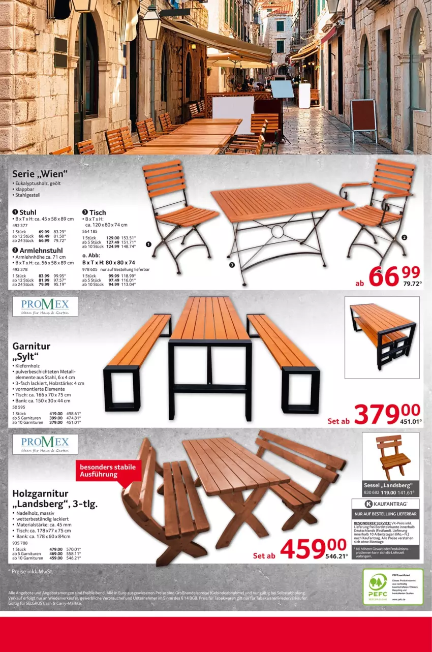 Aktueller Prospekt Selgros - Restaurantmoebel - von 01.02 bis 29.04.2023 - strona 8 - produkty: angebot, angebote, Bank, eis, ente, garnitur, Garten, Holz, lack, LG, Rauch, reis, Ria, sessel, stuhl, Ti, tisch