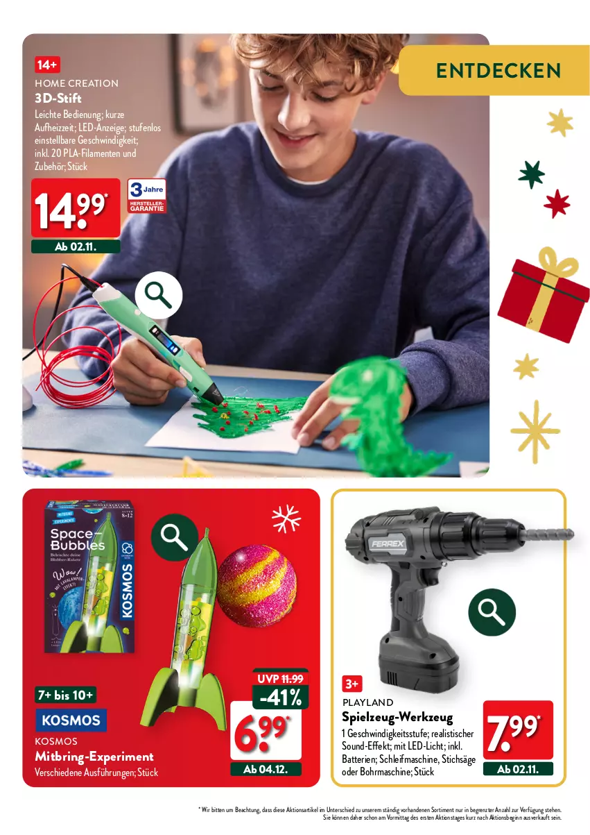 Aktueller Prospekt Aldi Nord - Weihnachten: Spielzeug - von 23.10 bis 14.12.2023 - strona 27 - produkty: batterie, batterien, decke, ente, gin, led-licht, ring, säge, spielzeug, stichsäge, Ti, tisch, werkzeug, ZTE