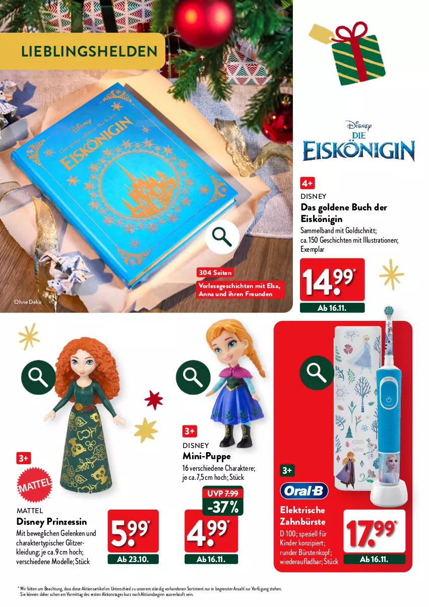 Aktueller Prospekt Aldi Nord - Weihnachten: Spielzeug - von 23.10 bis 14.12.2023 - strona 40 - produkty: buch, bürste, bürsten, dell, disney, eis, Eiskönigin, elektrische zahnbürste, elle, gin, Kinder, kleid, Kleidung, Mattel, Mode, Puppe, Spezi, Ti, zahnbürste, ZTE