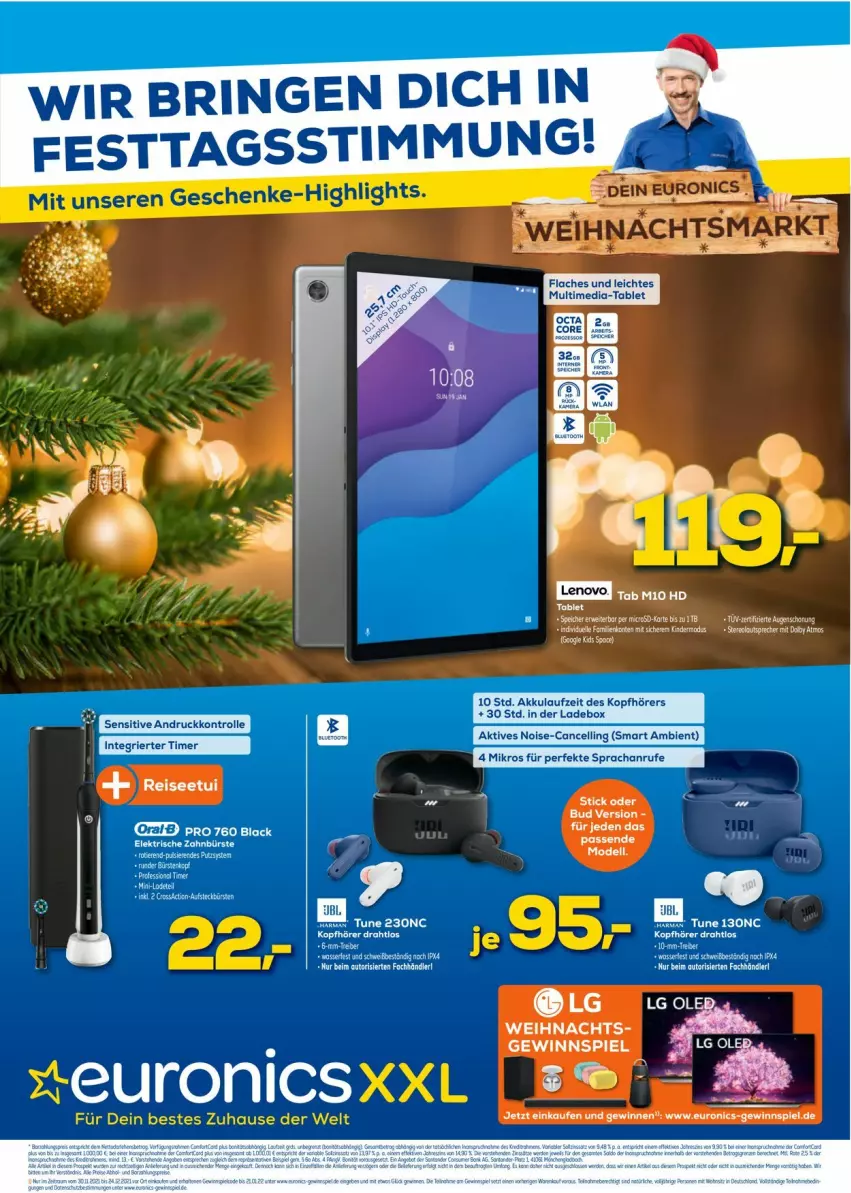 Aktueller Prospekt Euronics - Prospekte - von 15.12 bis 22.12.2021 - strona 1 - produkty: akku, auto, decke, dell, eis, elle, gewinnspiel, Kinder, kopfhörer, lack, lautsprecher, lenovo, LG, mars, Mode, reis, ring, tablet, tee, Ti, timer