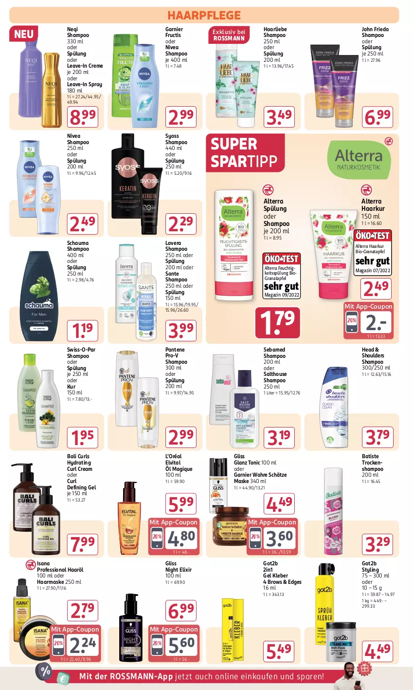 Aktueller Prospekt Rossmann - Prospekte - von 06.01 bis 31.01.2025 - strona 8 - produkty: alterra, apfel, bio, coupon, creme, elvital, fructis, garnier, gliss, got2b, grana, granatapfel, haarpflege, isana, kleber, lavera, magazin, Maske, nivea, pantene, pantene pro-v, pro-v, Rana, sana, SANTE, schauma, schauma shampoo, sebamed, shampoo, shampoo 250 ml, shampoo oder spülung, spartipp, spülung, spülung 200 ml, Swiss-o-Par, syoss, Ti, tonic, Trockenshampoo, vita, Wahre Schätze, Yo