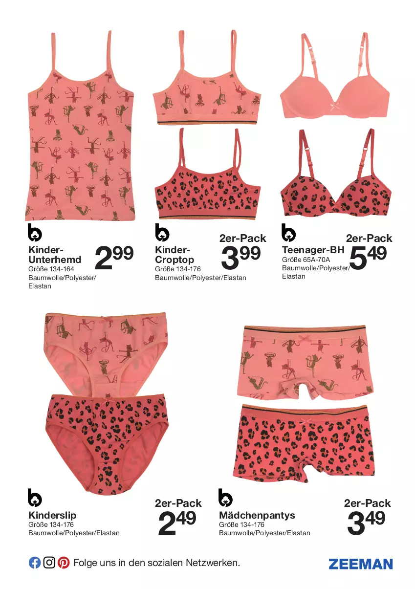 Aktueller Prospekt Zeeman - Prospekte - von 09.07 bis 15.07.2022 - strona 7 - produkty: Bau, baumwolle, Croptop, hemd, Kinder, LG, panty, slip, tee, Unterhemd, wolle