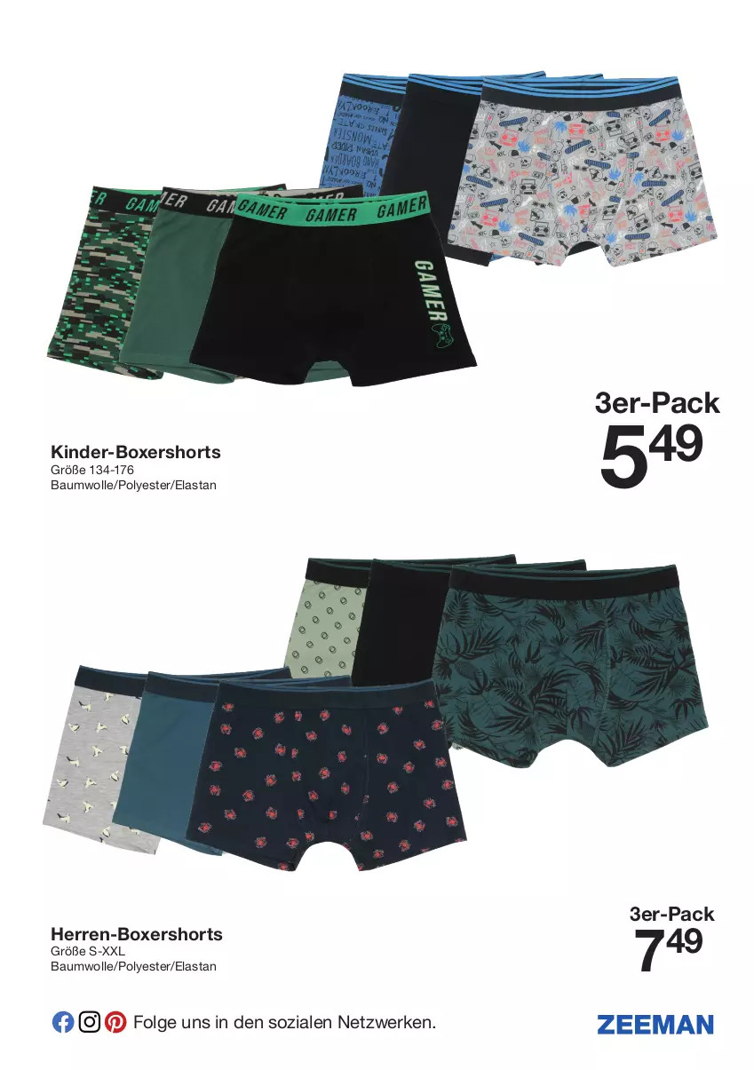 Aktueller Prospekt Zeeman - Prospekte - von 09.07 bis 15.07.2022 - strona 9 - produkty: Bau, baumwolle, Kinder, Kinder-Boxershorts, LG, shorts, wolle