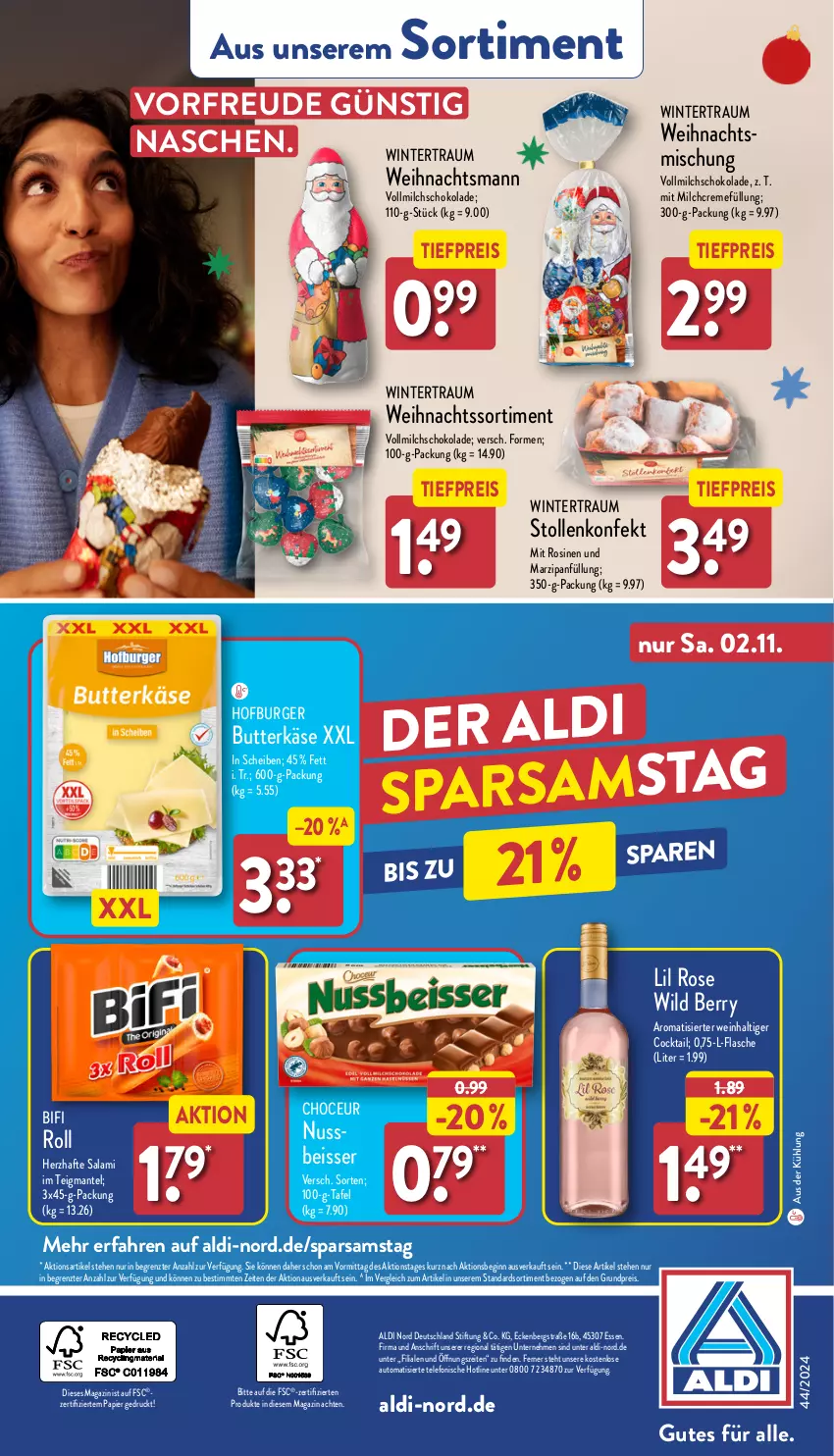 Aktueller Prospekt Aldi Nord - Von Montag - von 28.10 bis 02.11.2024 - strona 41 - produkty: aldi, auto, bifi, burger, butter, butterkäse, cocktail, creme, eis, flasche, gin, Käse, magazin, Mantel, marzipan, Marzipanfüllung, milch, nuss, papier, reis, salami, schoko, schokolade, Stollen, telefon, Ti, tiefpreis, vollmilch, wein, Wild, wild berry, ZTE