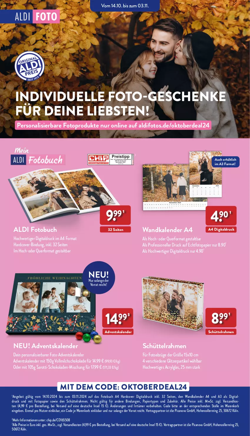 Aktueller Prospekt Aldi Nord - Von Montag - von 28.10 bis 02.11.2024 - strona 47 - produkty: Adventskalender, aldi, angebot, buch, eis, elle, erde, Fotobuch, korb, LG, milch, ndk, papier, Persona, reis, ring, saro, sarotti, schoko, schokolade, schokoladen, Ti, vollmilch, Wandkalender