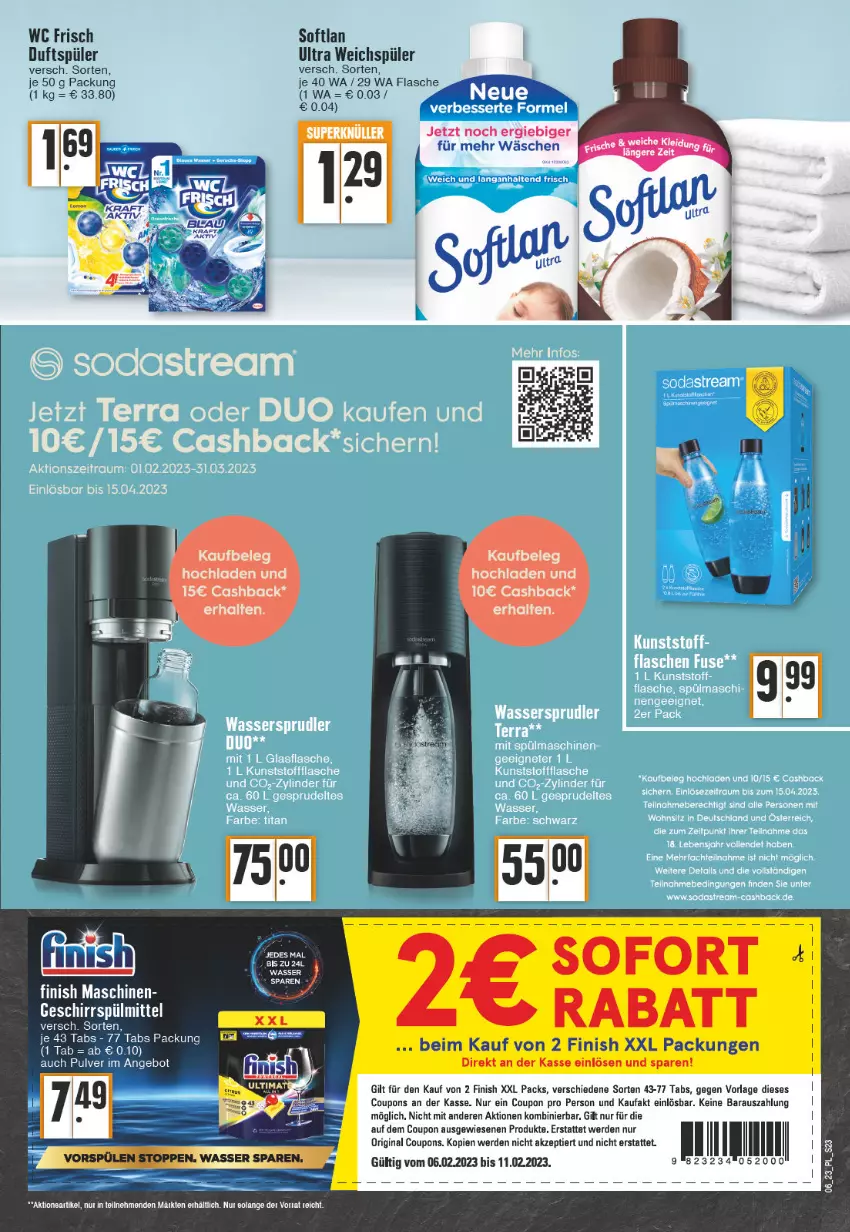 Aktueller Prospekt E Center - Angebote der Woche - von 06.02 bis 11.02.2023 - strona 23 - produkty: angebot, coupon, coupons, erde, Finish, flasche, geschirr, geschirrspülmittel, gin, pute, Softlan, spülmittel, tee, Ti, weichspüler