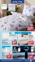 Gazetka promocyjna Aldi Nord - Von Montag - Gazetka - ważna od 11.10 do 11.10.2025 - strona 22 - produkty: batterie, batterien, Bau, baumwolle, bett, bettwäsche, deka, eis, garnitur, kissen, Kissenbezug, kopfkissen, Leuchte, LG, Ria, rwe, tee, Teelicht, teelichte, teppich, Ti, tisch, tischleuchte, usb, wolle, Zelt