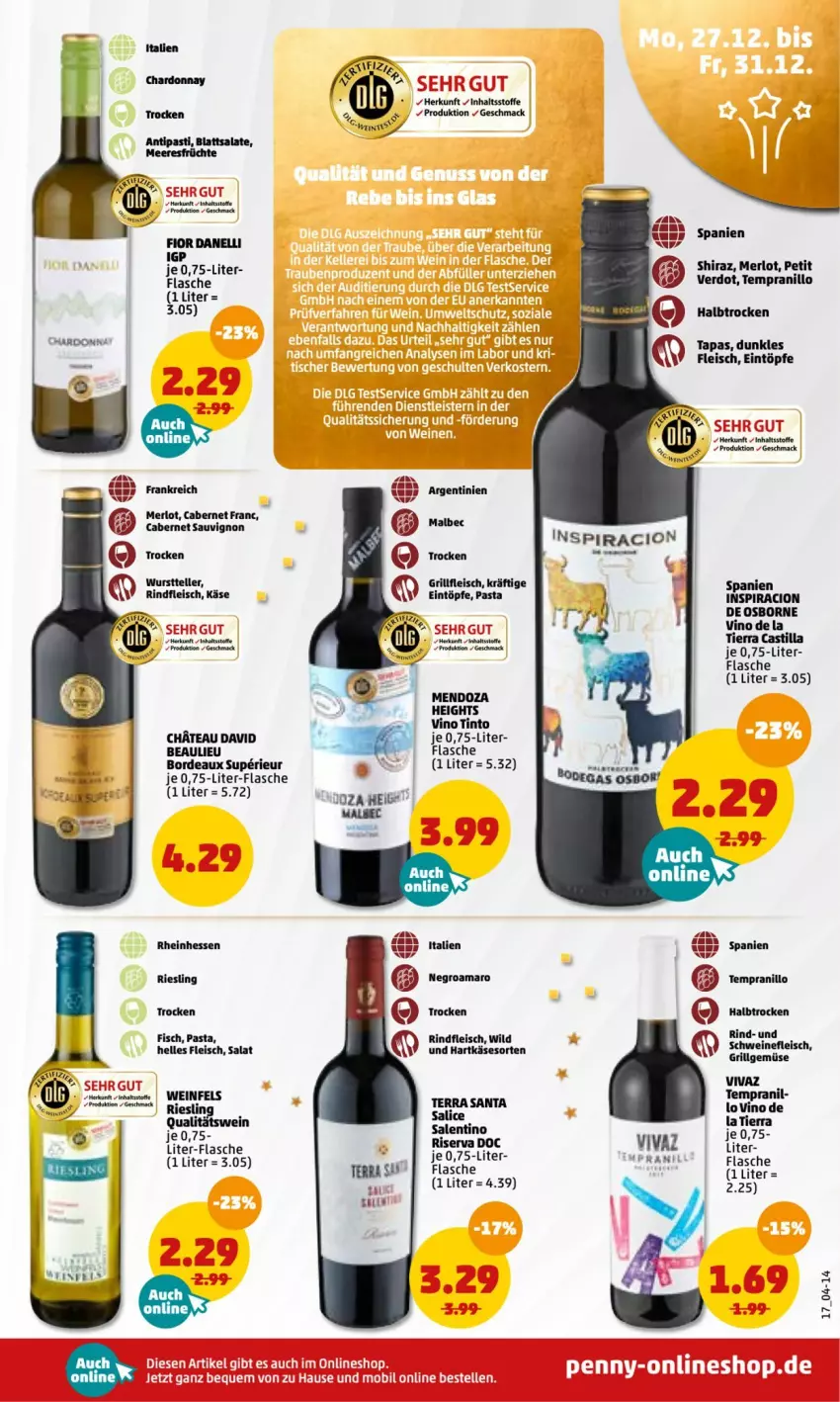 Aktueller Prospekt Penny - Prospekte - von 27.12.2022 bis 01.01.2023 - strona 17 - produkty: asti, cabernet, cabernet sauvignon, eintöpfe, eis, elle, fisch, flasche, fleisch, hartkäse, Käse, mac, merl, merlot, pasta, qualitätswein, riesling, rind, rindfleisch, riserva, salat, sauvignon, Tapas, tee, teller, tempranillo, Ti, wein, Wild, wurst