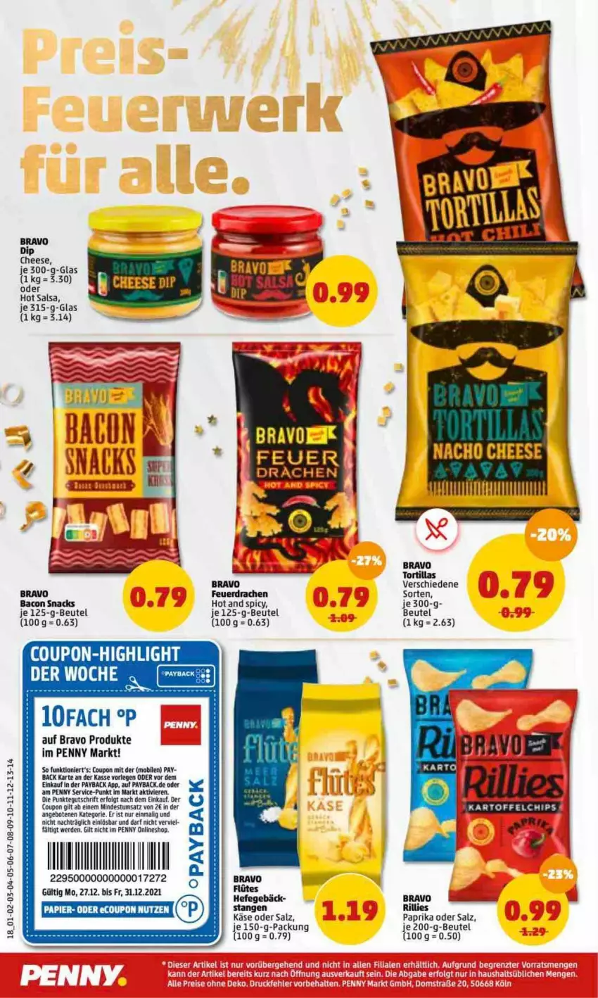 Aktueller Prospekt Penny - Prospekte - von 27.12.2022 bis 01.01.2023 - strona 18 - produkty: angebot, angebote, bacon, beutel, Bravo, coupon, erde, Hefe, Käse, LG, papier, paprika, payback, Salsa, salz, snack, snacks, tee, Ti, tortilla, tortillas, ZTE