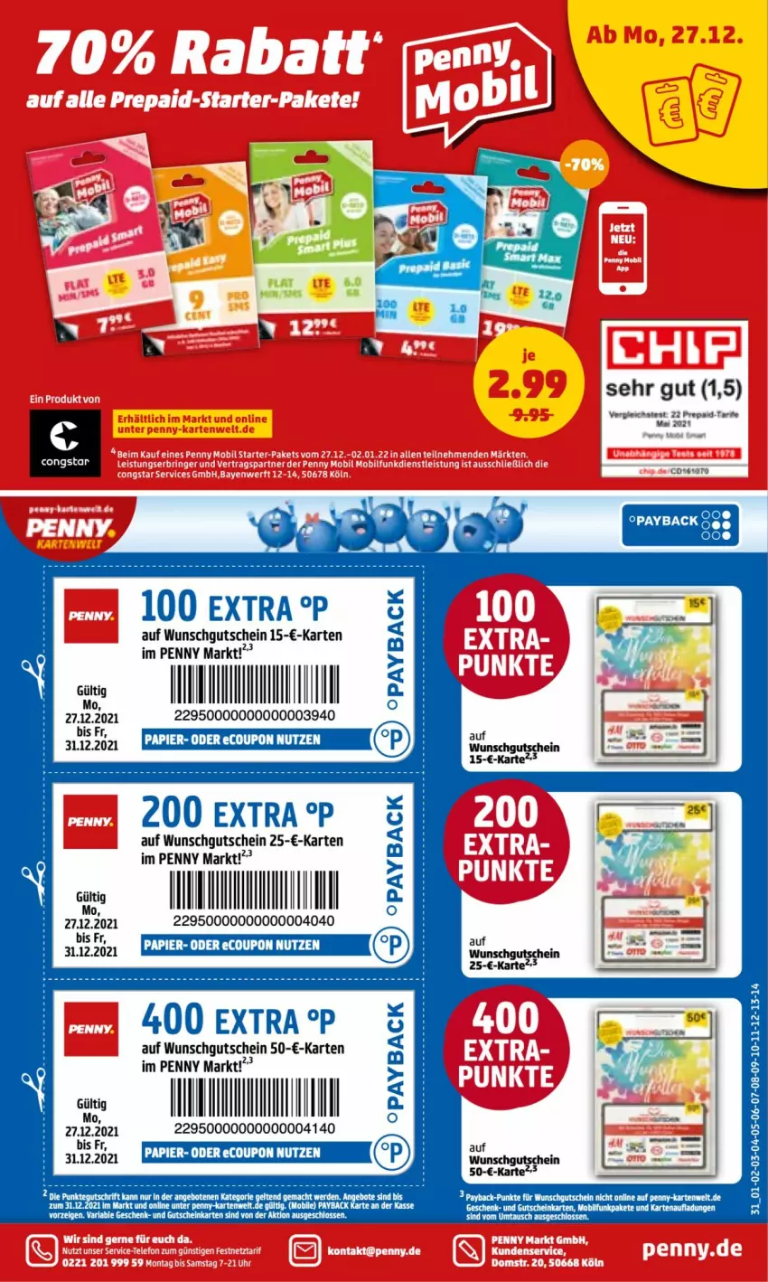 Aktueller Prospekt Penny - Prospekte - von 27.12.2022 bis 01.01.2023 - strona 31 - produkty: angebot, angebote, congstar, coupon, erde, gutschein, mac, papier, payback, tee, Ti