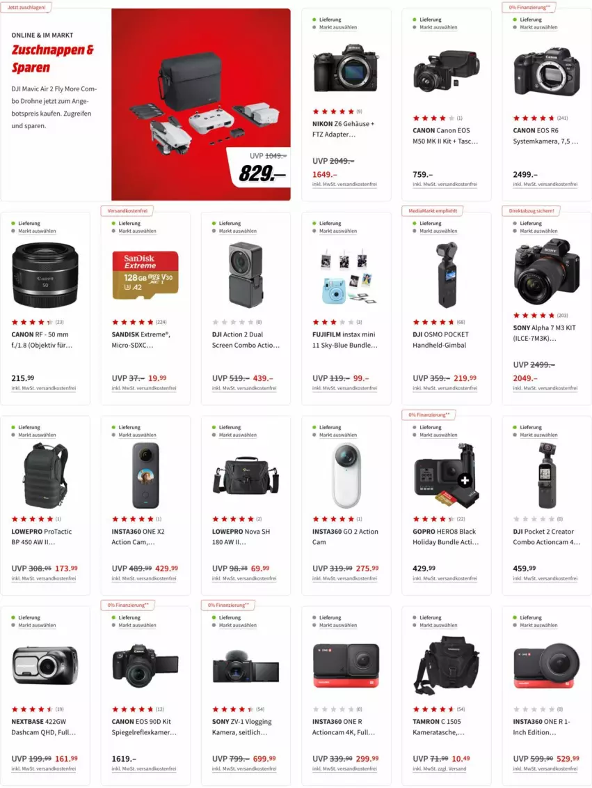 Aktueller Prospekt Media Markt - Prospekte - von 10.03 bis 17.03.2022 - strona 11 - produkty: actioncam, adapter, aust, canon, Dashcam, DJI, Drohne, eis, gin, GoPro, hero, kamera, lack, Mavic, mediamarkt, ndk, nikon, reifen, reis, sandisk, sony, spiegel, systemkamera, Tasche, Ti, uhu