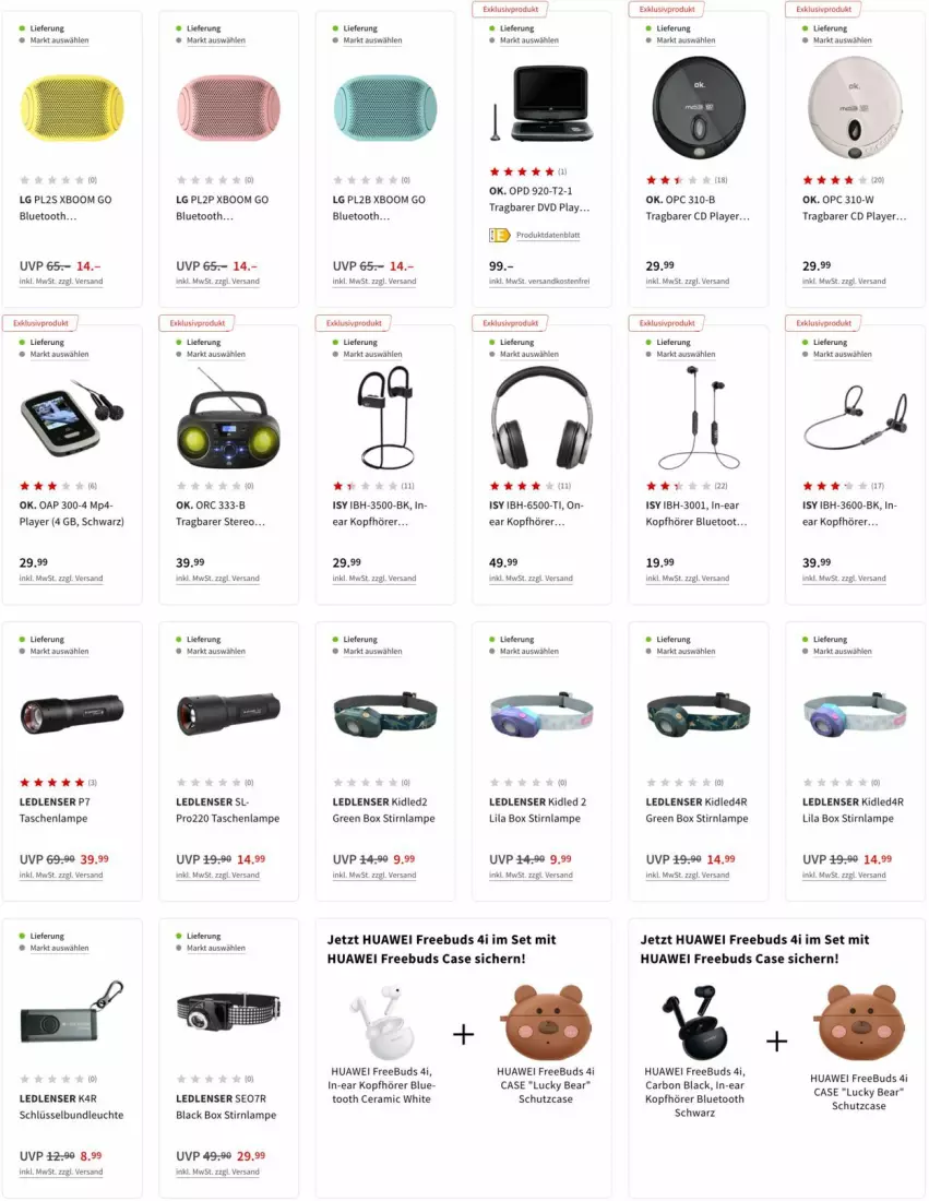 Aktueller Prospekt Media Markt - Prospekte - von 10.03 bis 17.03.2022 - strona 4 - produkty: CD player, dvd, huawei, In-Ear Kopfhörer, kopfhörer, lack, Lampe, Leuchte, LG, ndk, Tasche, taschen, taschenlampe, Ti, versandkostenfrei