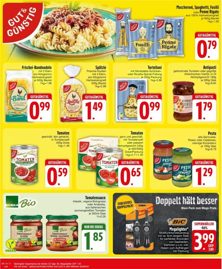 Aktueller Prospekt Edeka - Prospekte - von 28.10 bis 02.11.2024 - strona 14 - produkty: ACC, antipasti, Artischocken, asti, beutel, dell, eier, eis, frischei-nudeln, fusilli, genovese, Getrocknete Tomaten, grill, hartweizen, hero, mac, mortadella, nudel, nudeln, penne, penne rigate, pesto, reis, ricotta, saft, schinken, spaghetti, spinat, Ti, tisch, tomate, tomaten, Tomatensaft, torte, tortelloni