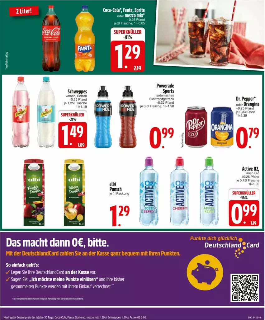 Aktueller Prospekt Edeka - Prospekte - von 28.10 bis 02.11.2024 - strona 21 - produkty: apfel, bio, coca-cola, cola, deutschlandcard, eis, Elektro, elle, fanta, flasche, getränk, gin, mac, Mezzo Mix, orangina, reis, schweppes, Sport, sprite, tee, Ti, ZTE