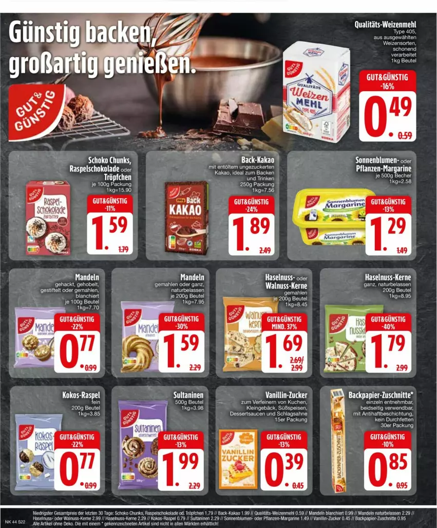 Aktueller Prospekt Edeka - Prospekte - von 28.10 bis 02.11.2024 - strona 24 - produkty: blume, blumen, eis, haselnuss, kakao, kokos, kuchen, LG, mandel, mandeln, margarine, mehl, natur, nuss, papier, pflanze, pflanzen, reis, rwe, schoko, schokolade, sonnenblume, sonnenblumen, stifte, Ti, type 405, walnuss, weizenmehl, ZTE, zucker